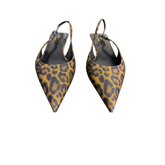 Saint Laurent NIB Cherish Slingback Pumps in Leopard Print Grosgrain Size 40 - Picture 5 of 12